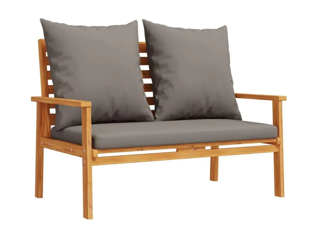 Boverdeco Banco sofá de jardín con cojines Boverdeco maciza de Boverdeco 120 cm Gris