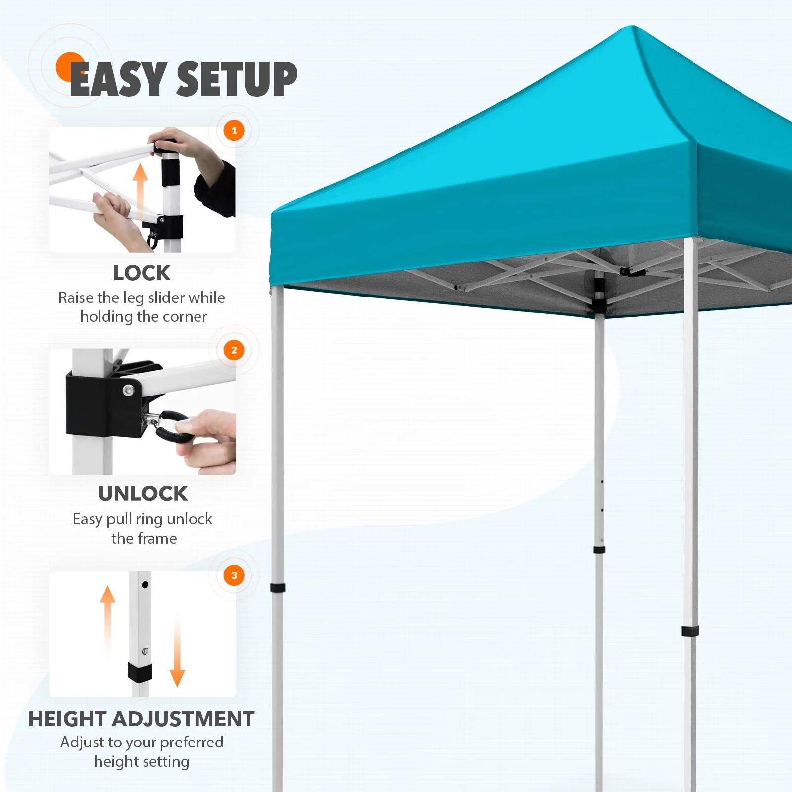 EAGLE PEAK 5x5 Pop up Canopy Tent Instant Outdoor Canopy Easy Set - up Straight Leg Folding Shelter（blue）