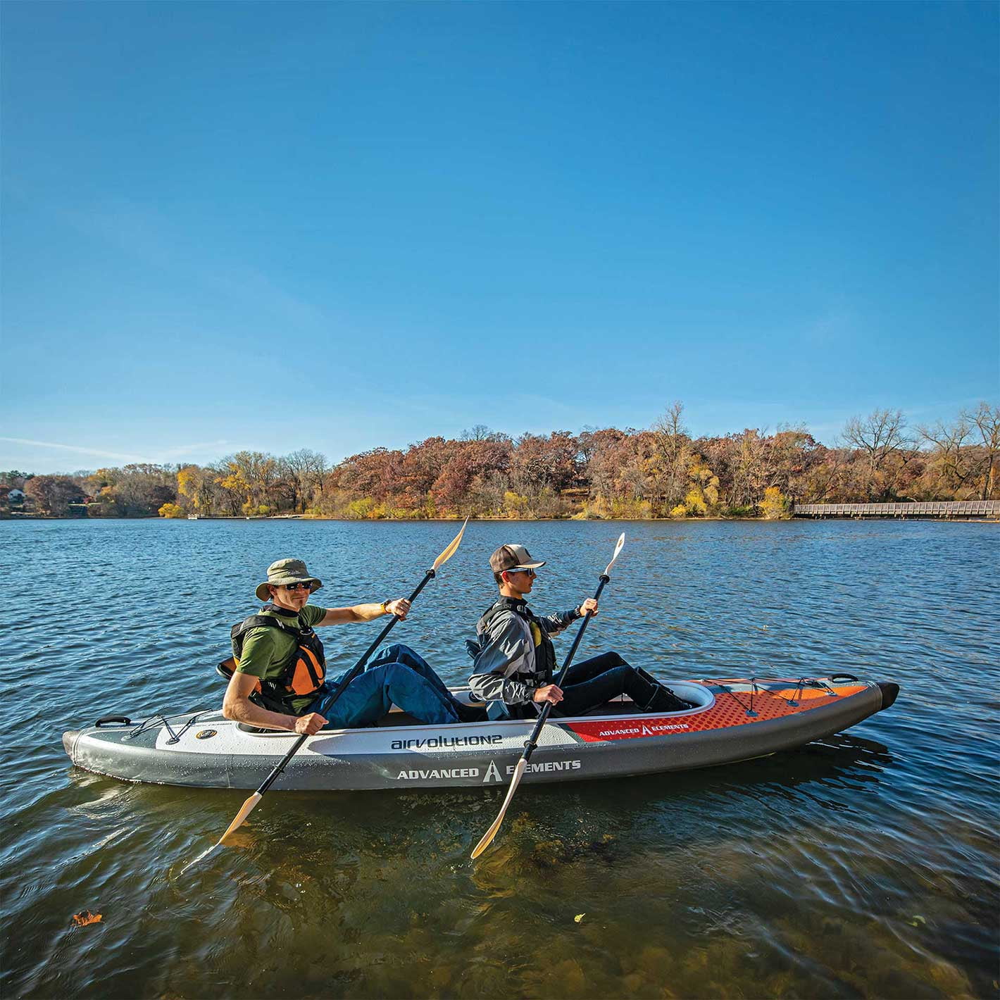 Advanced Elements AirVolution? 2 Pro - Inflatable Kayak with Pump - Recreational Tandem Kayak - 14.5 ft - Orange - Image 4