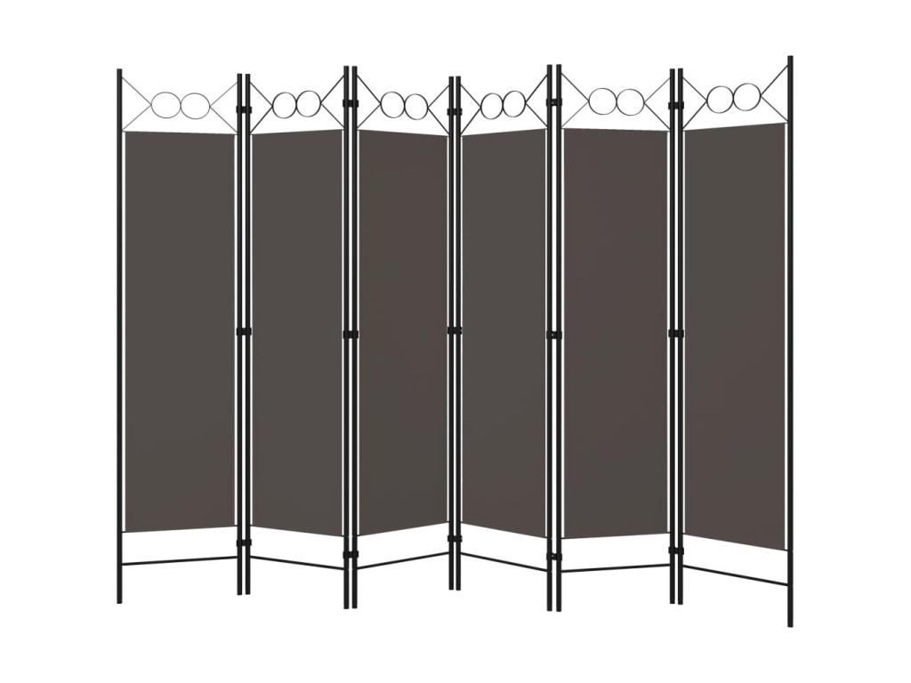 Biombo divisor de 6 paneles gris antracita 240x180 cm