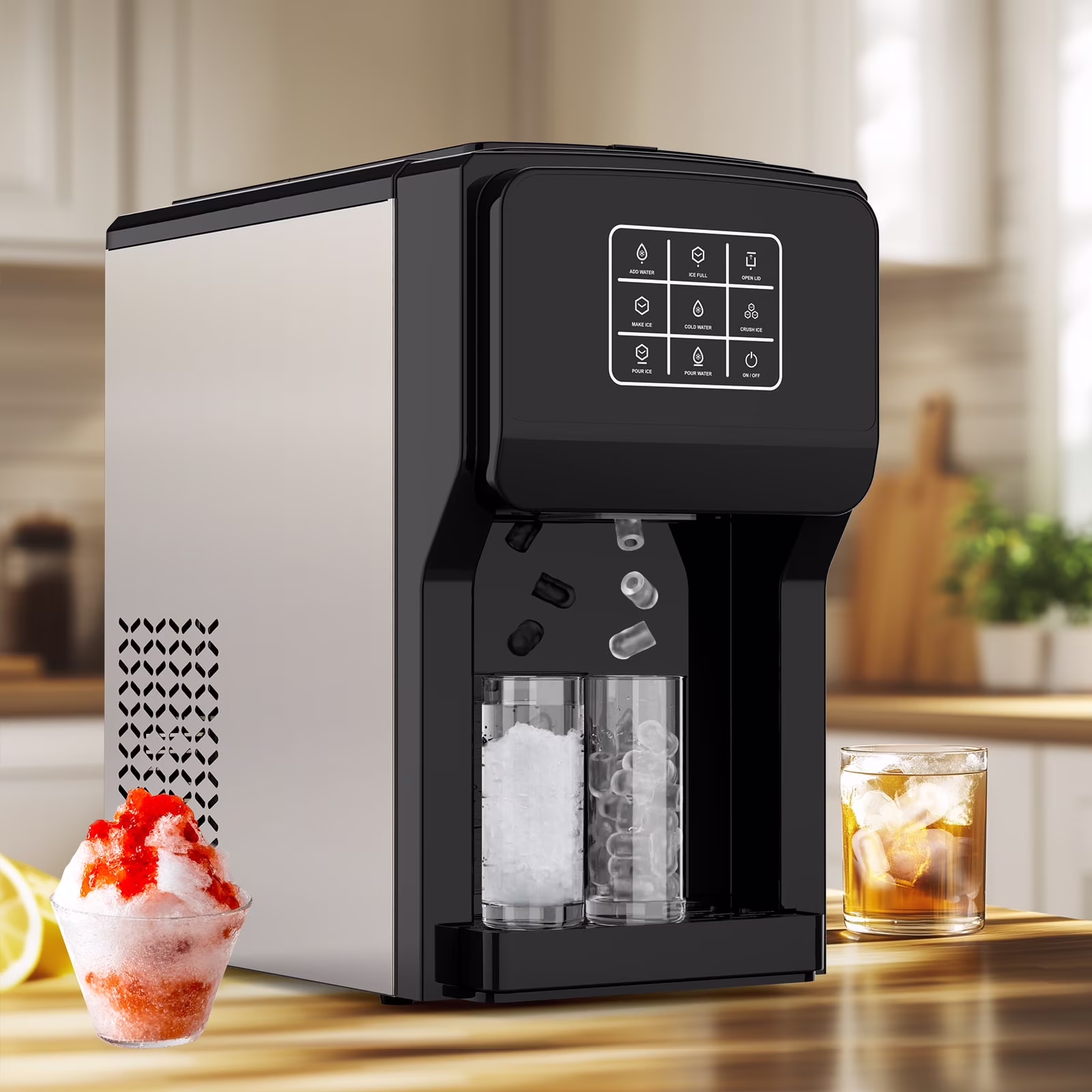 Advwin 3 in 1 Water Dispenser with Ice Maker Countertop, Bullet Ice, Crushed Ice, Water Cooler, 44Lbs/24H, 12 Ice Cube/6Min, Self-cleaning, 4Lbs Ice Storage, Home, Kitchen, Party, RV - Image 3