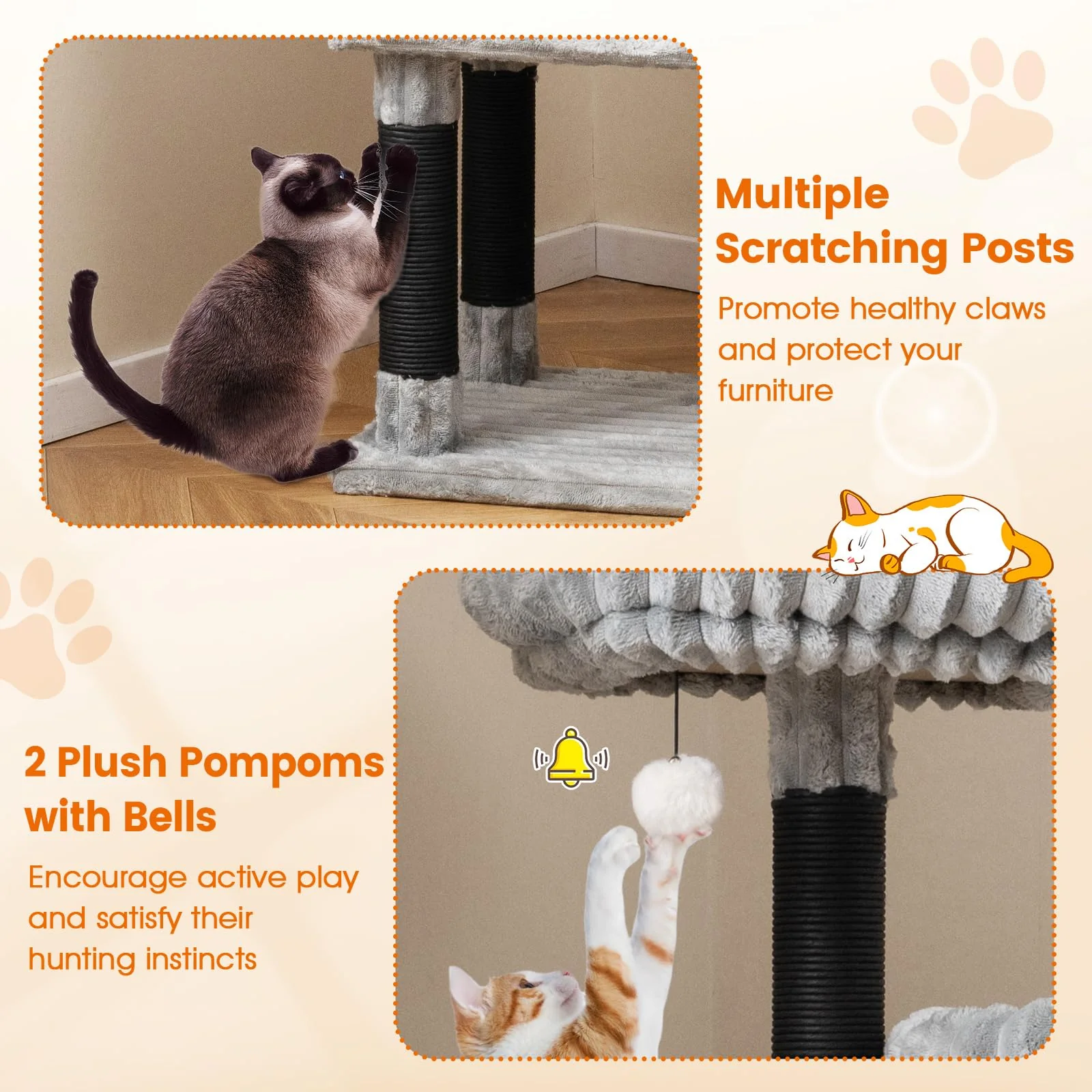 Tangkula 62 Inch Tall Cat Tower with Scratching Posts