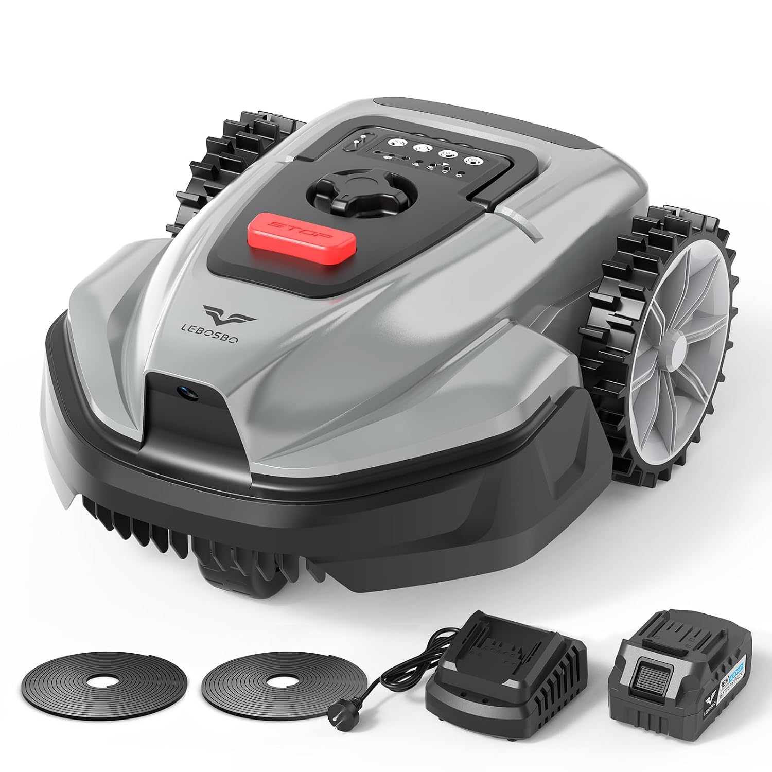 V3 AI Vision Robotic Lawn Mower, 1600 Sq.Ft, Black Silver - image 2