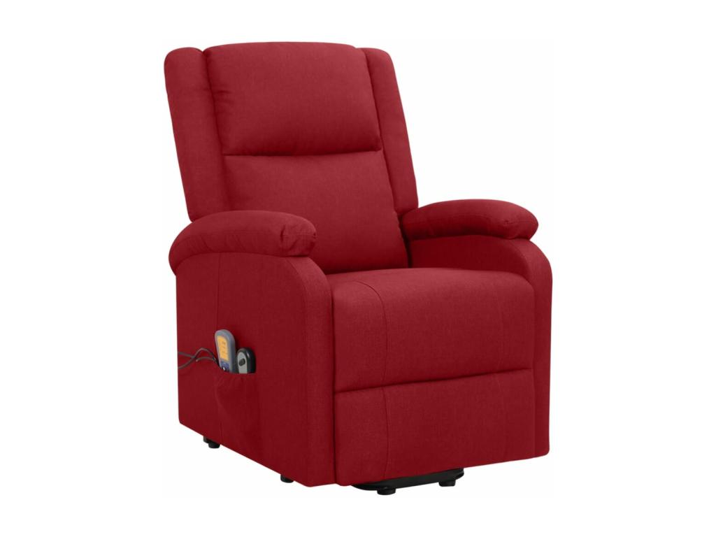 Sillón de masaje elevable tela rojo tinto