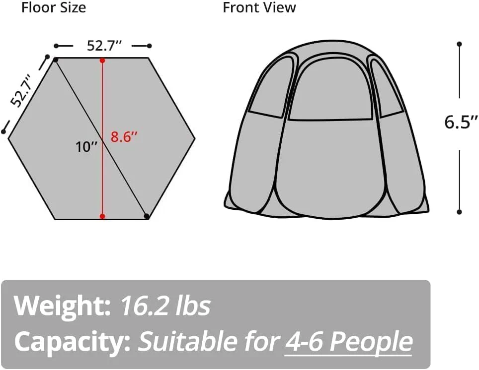Screen gazebo sleeps 6-10-15 people Igloo-style canopy tent mosquito net on the sides Perfect