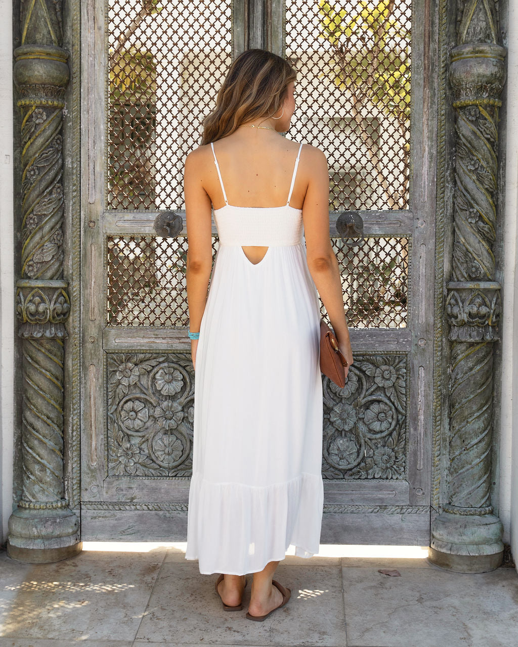 Saint Jean Pocketed Smocked Maxi Dress - White - FINAL SALE - Se7enfashion