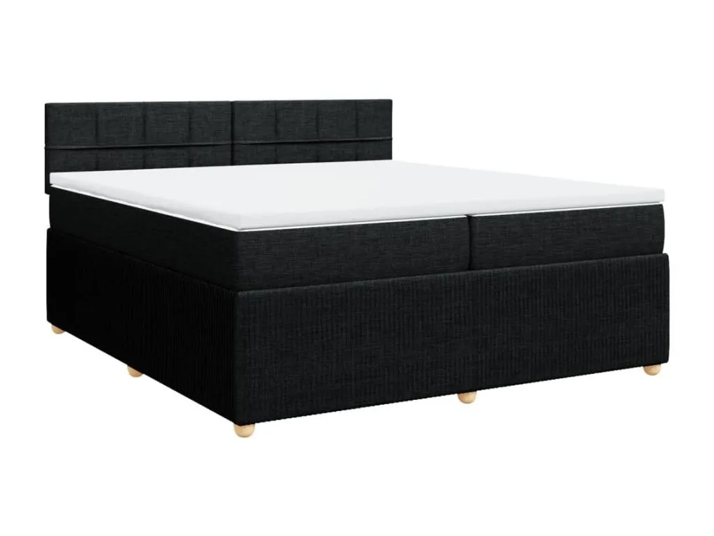 Cama box spring con colchón tela negro 200x200 cm ulo3520937