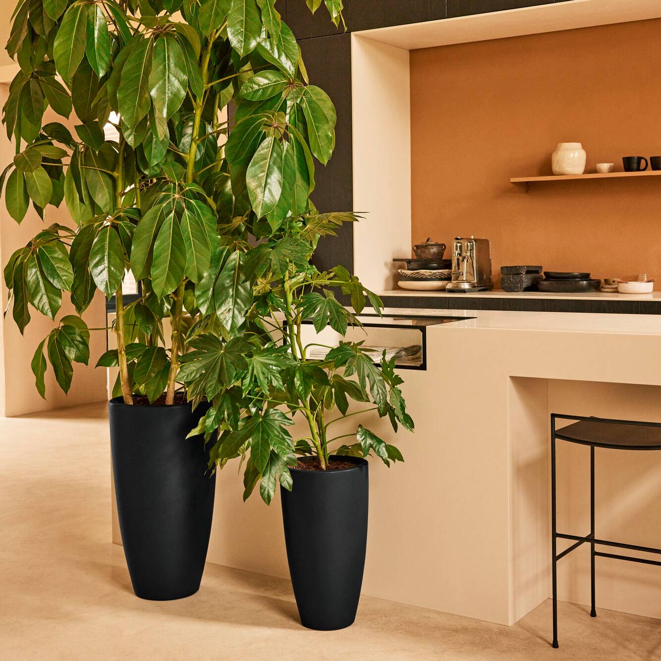 Elho June Round High 30 - Zwart - L 30 x B x H 53 cm - Binnen en Buite