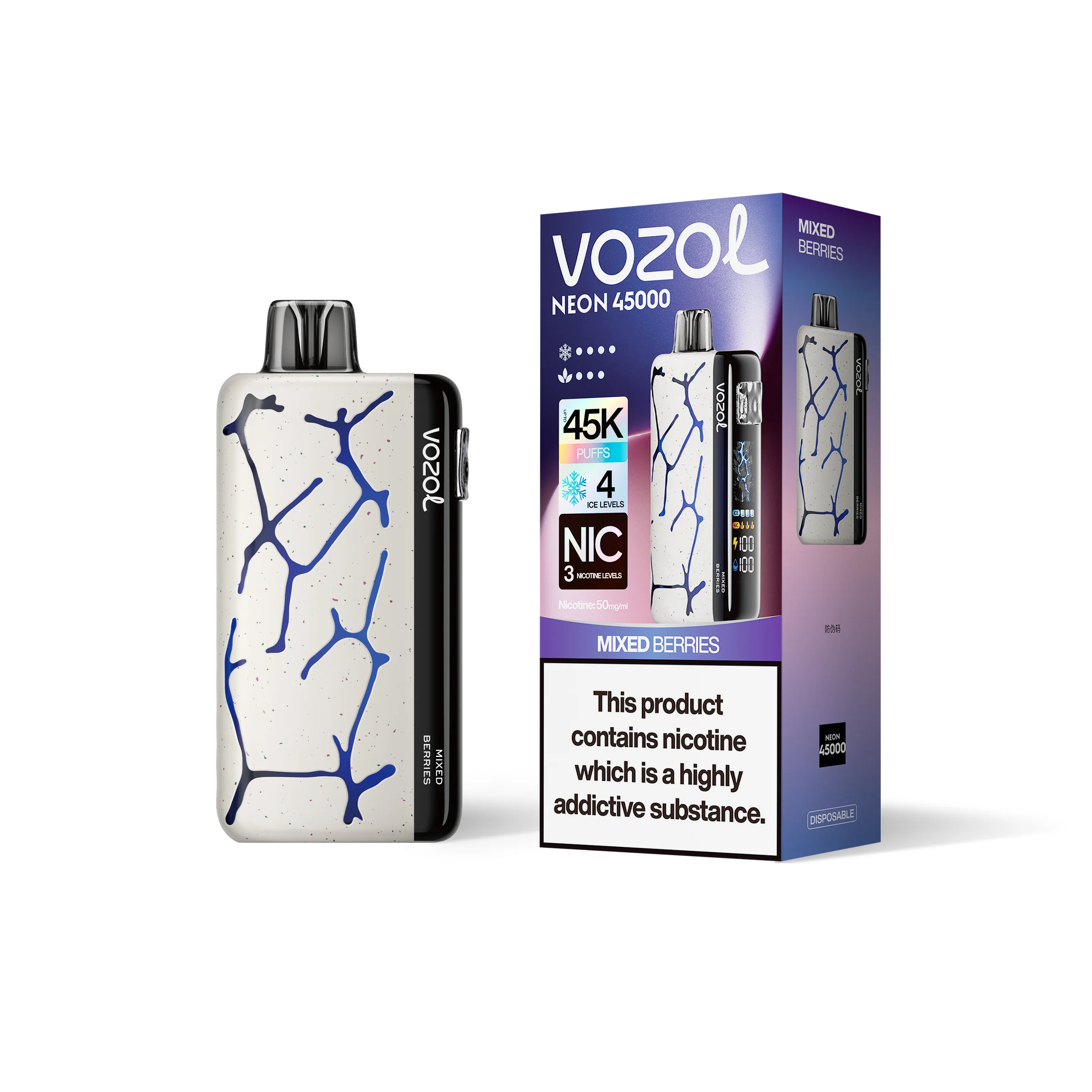 VOZOL NEON 45K kertakäyttöinen sähkötupakka (kaikki maut)