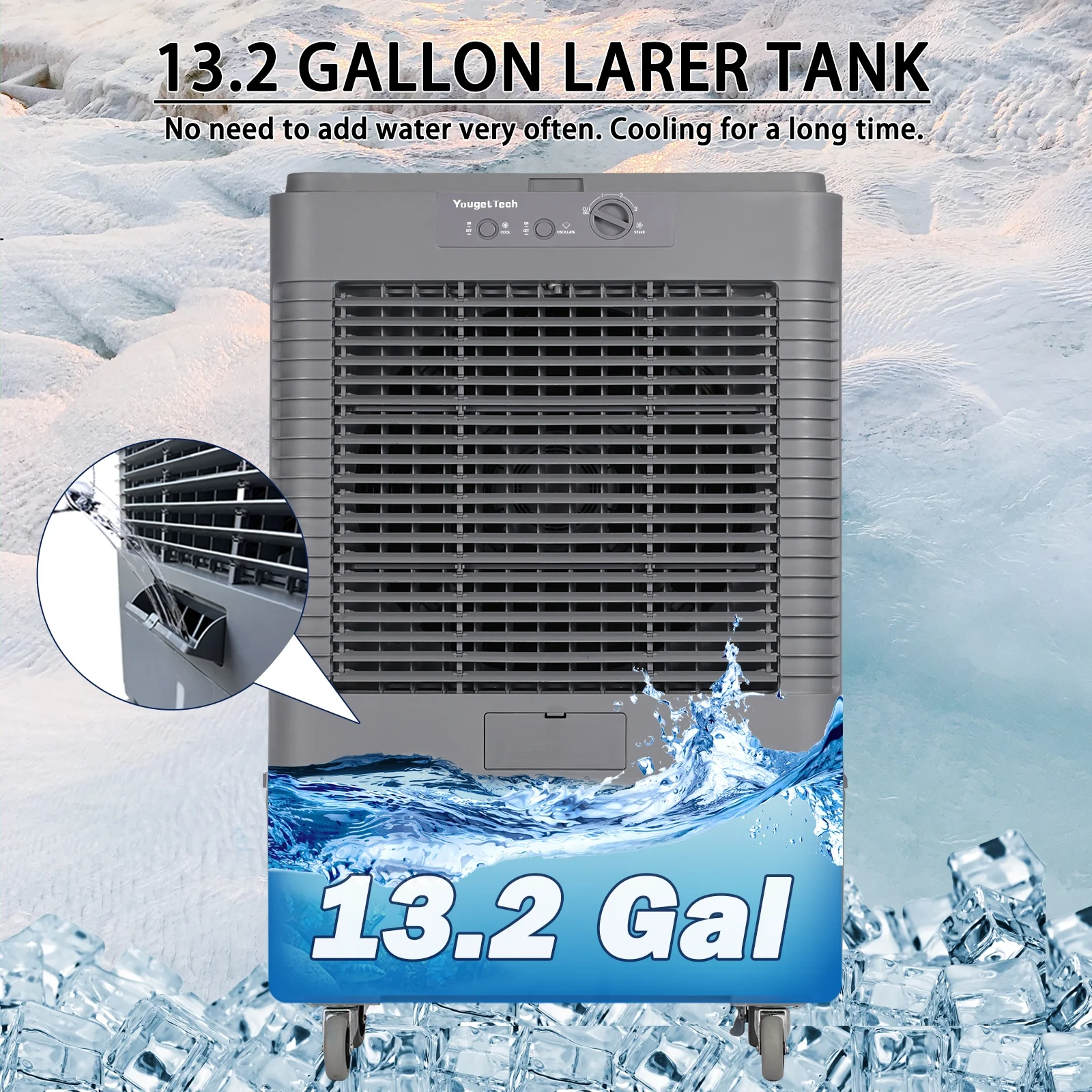 YougetTech 37'' Portable 3000CFM Evaporative Air Cooler - Image 24