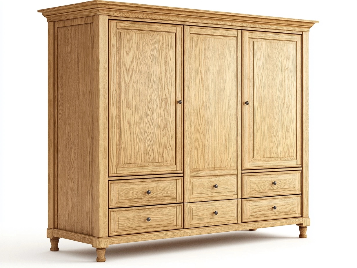 Armario de madera de roble natural 200x180x60cm para dormitorio con almacenamiento amplio y diseño clásico xl2414214
