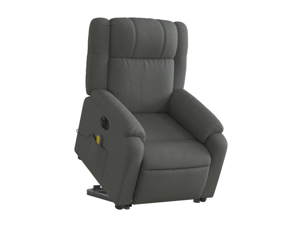 Sillón de masaje eléctrico reclinable elevable tela gris oscuro