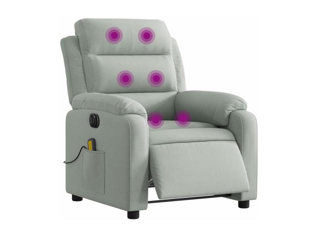 Sillón reclinable de masaje eléctrico terciopelo gris claro