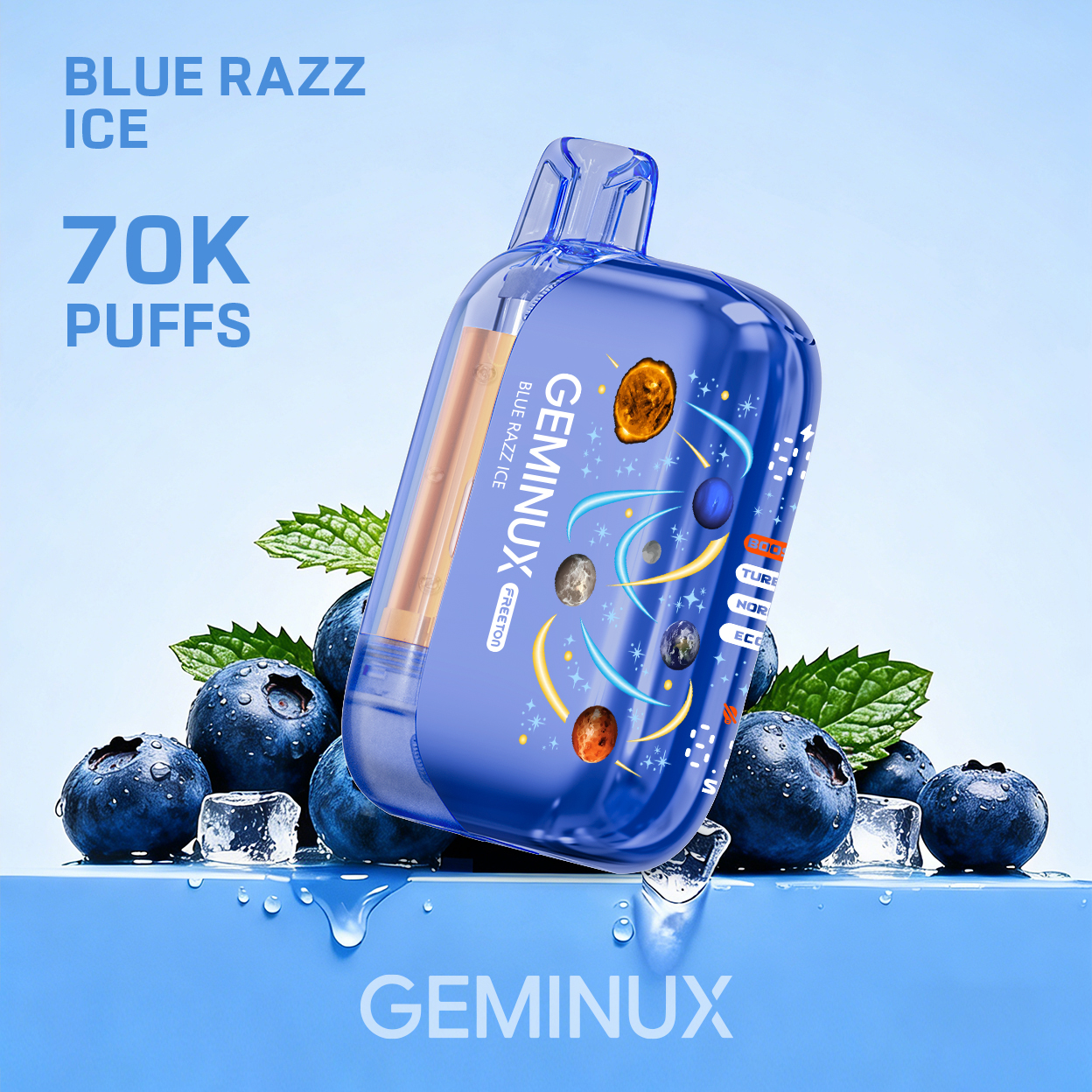 GEMINUX Pocket Galaxy Vape, 70000 Puffs Dual Mesh Coil Pocket Size Disposable Device