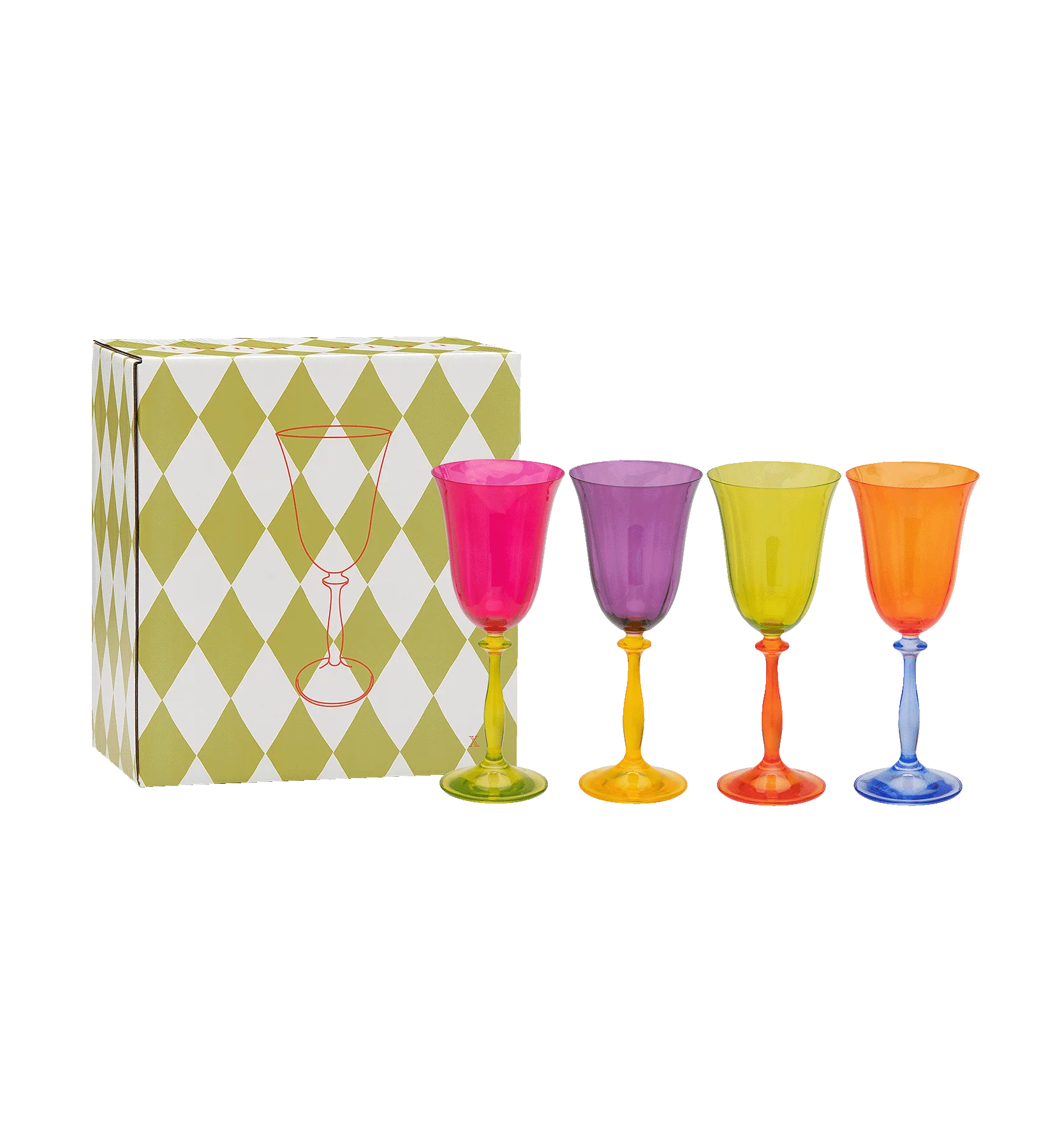 Multicoloured Optic Wine Glass Set of 4
