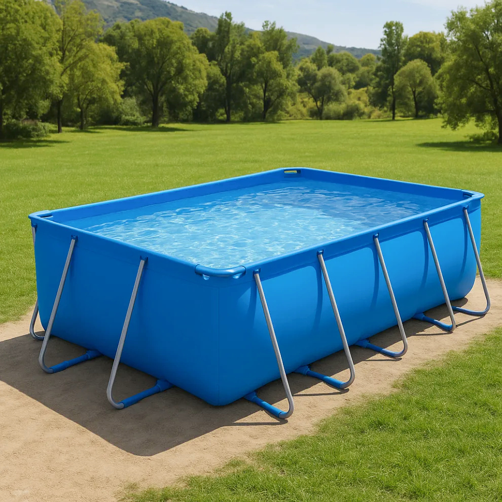 Piscina tubular rectangular Rectangular Sí Piscina Tubular PVC y acero Jardín Azul intenso 549x274x122 cm xRscCLs645Gk