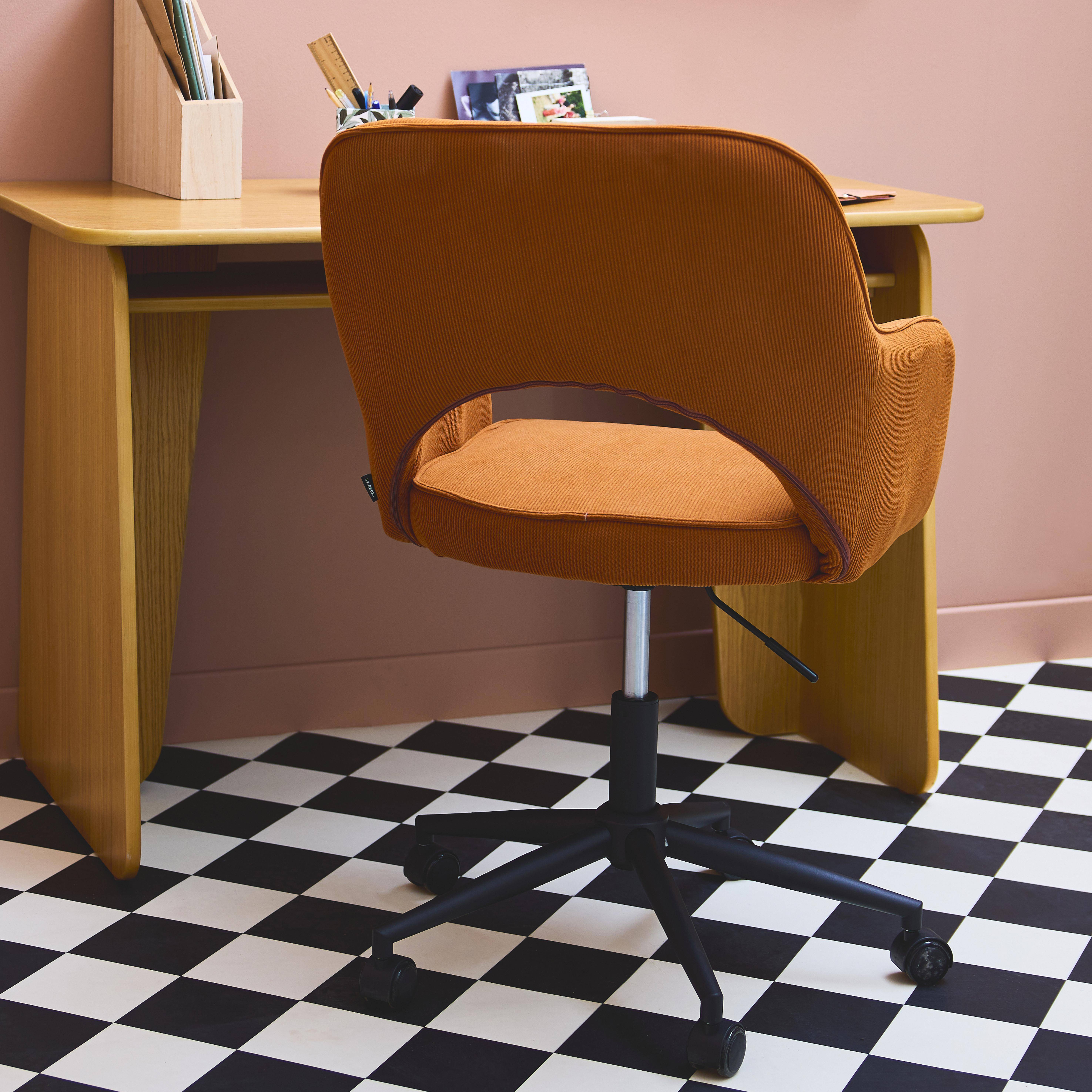 Jim pana - Silla de oficina con ruedas de pana fina y base negra
