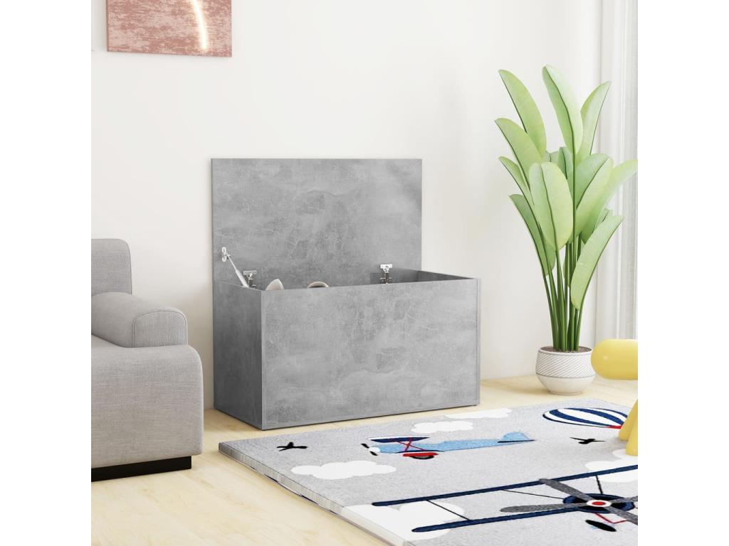 Baúl almacenaje madera contrachapada gris hormigón 84x42x46 cm