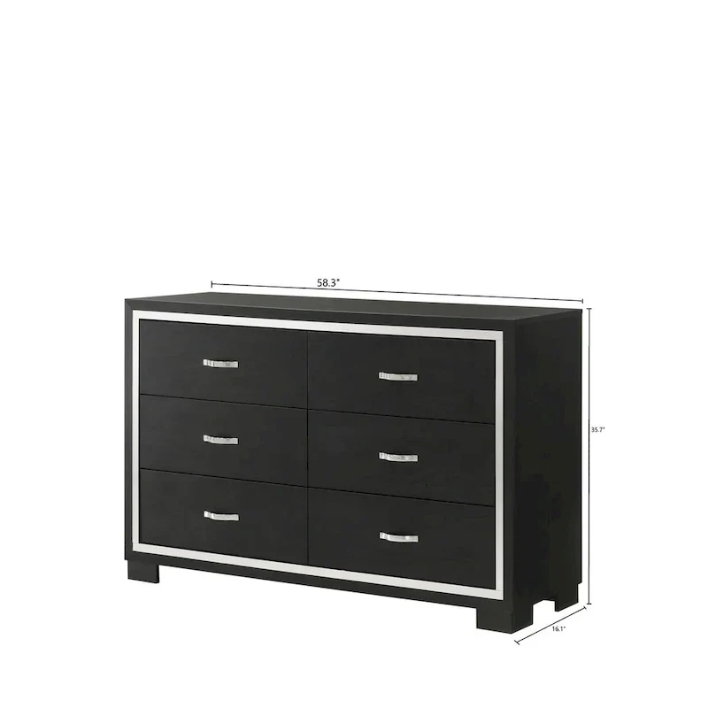 Pedro 6-Piece Black Velvet Upholstered Bedroom Collection
