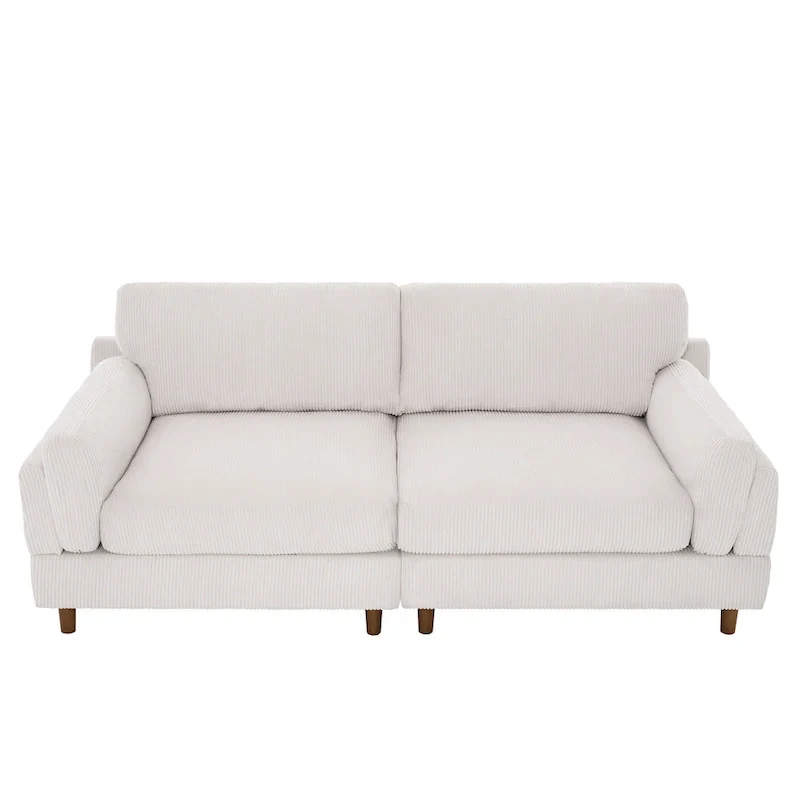90-Inch Oversized Corduroy Sofa for Living Room with Reversible Cushions
