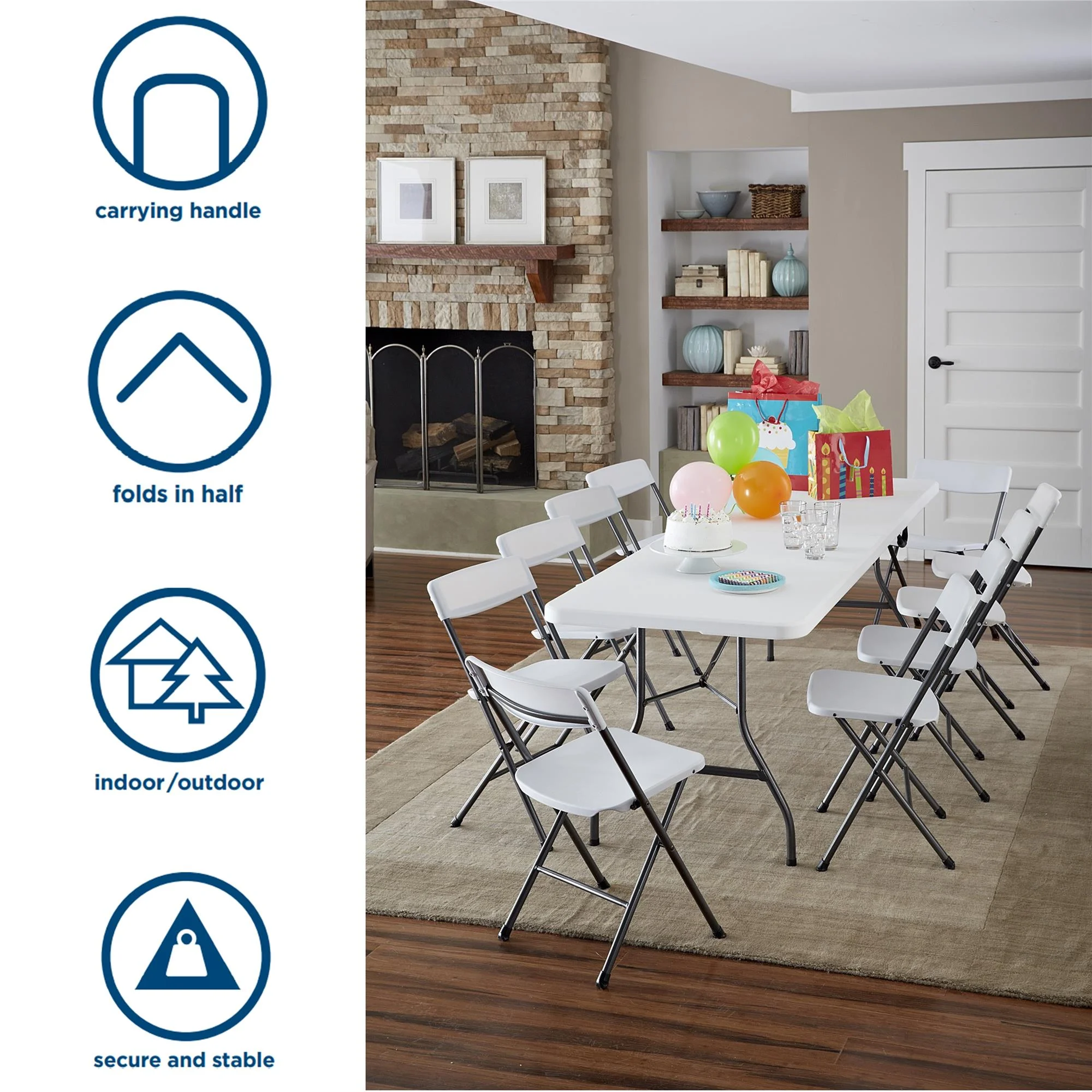 Cosco 8 Foot Centerfold Folding Table, White - Image 7