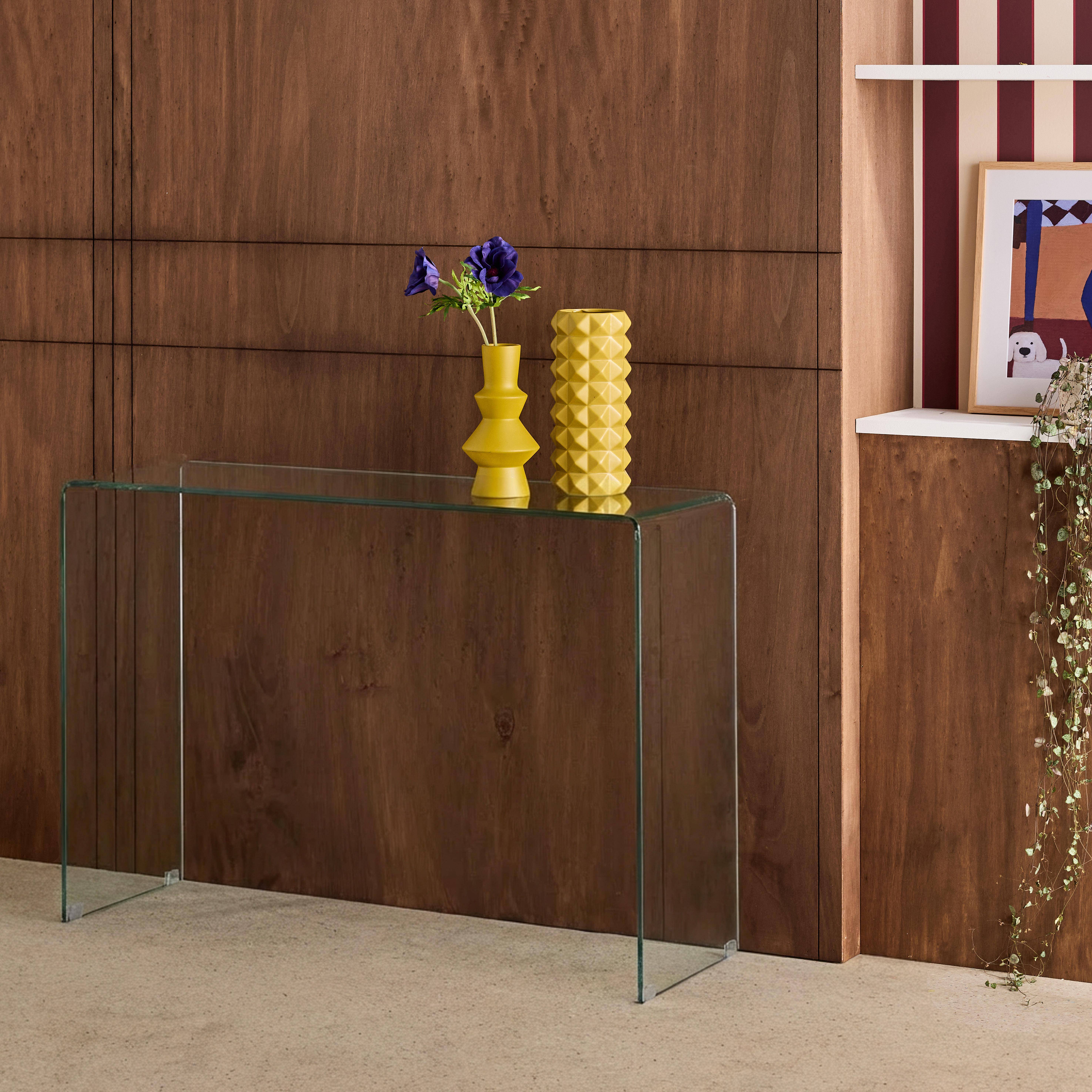 Glintz - Consola de cristal, Glintz, templado, 110x35x75 cm