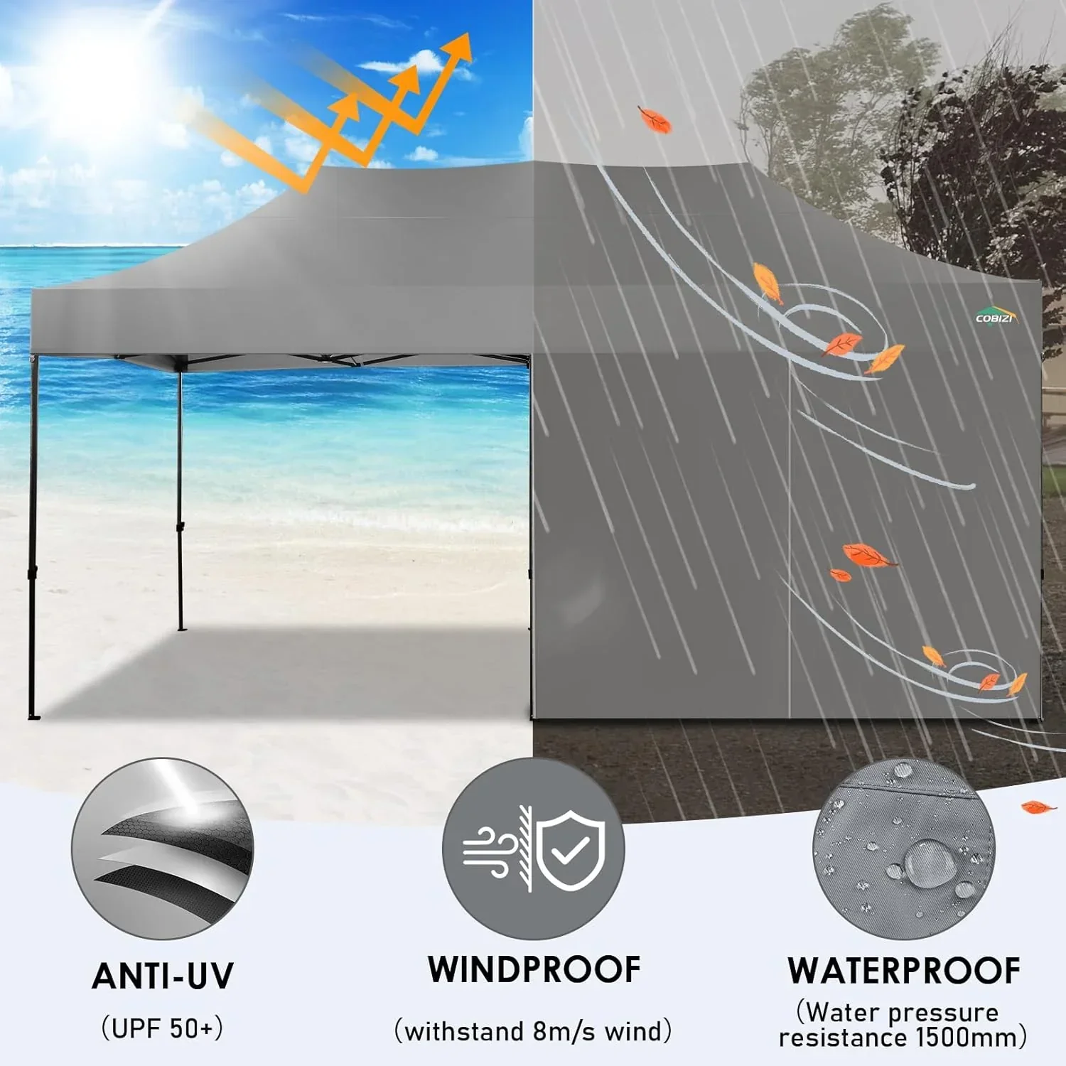 COBIZI 10x20 Heavy Duty Pop up Canopy Tent 6 sidewalls Commercial Canopy Wedding Party Tents