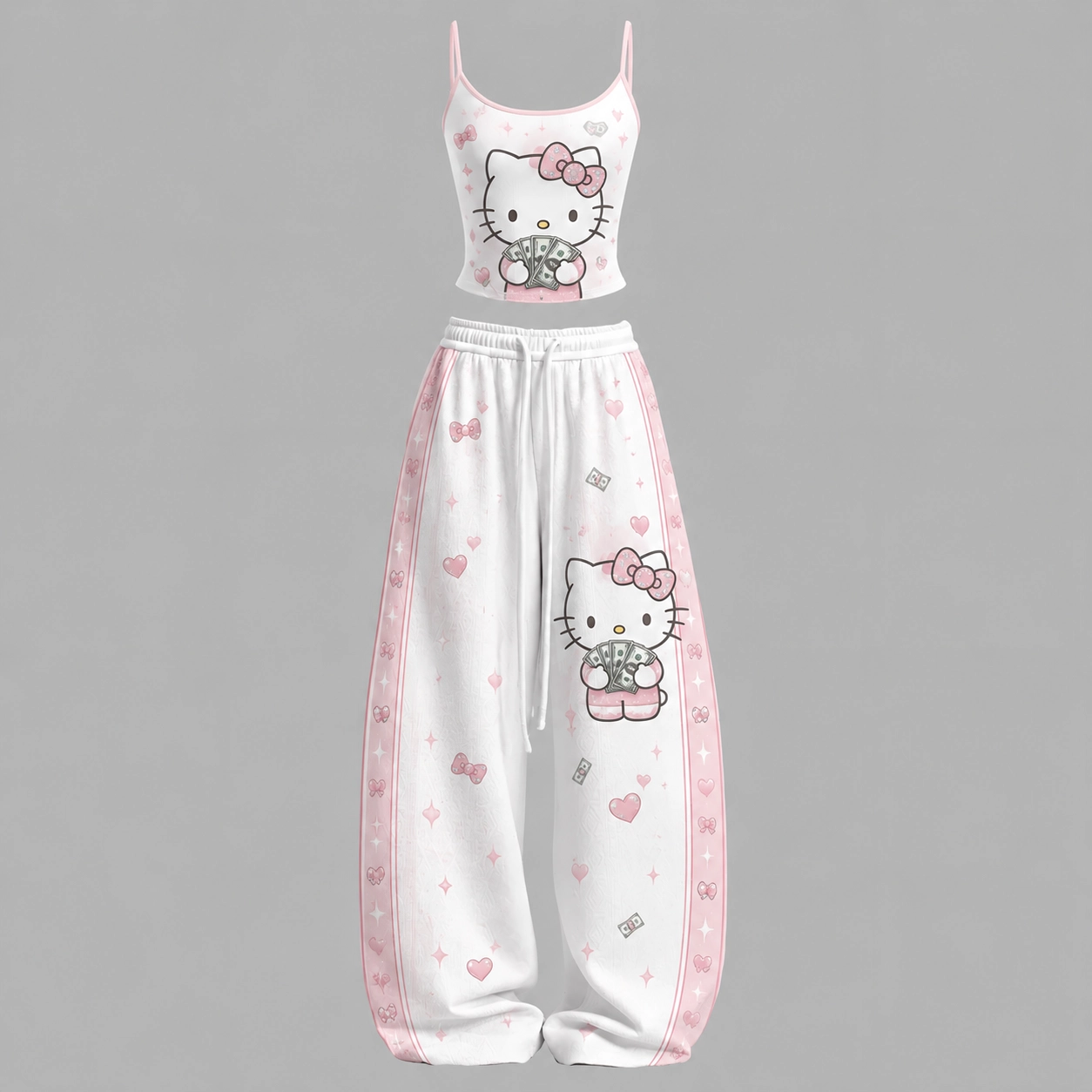Hello Kitty Top & Elasticated Trousers Two-Piece Set TeeThreads Sustain the Scene with Custom Apparel