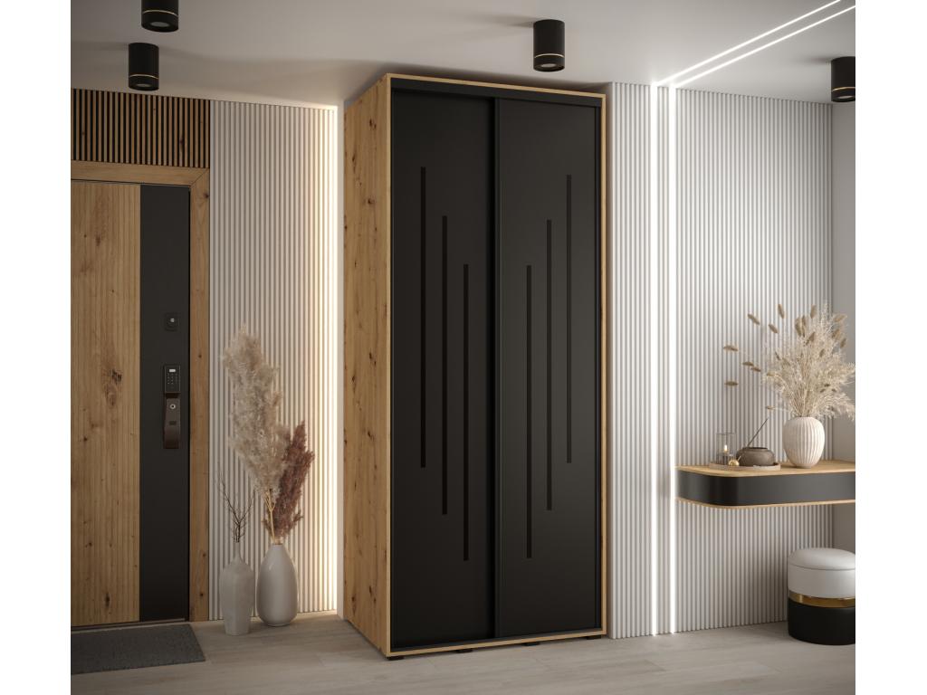ARMARIO DAVOS 8 DE PUERTAS CORREDERAS 235,2/100/45 2 puertas (Artisan/Negro/Negro)