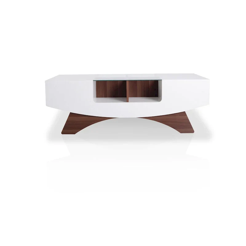 Angelic Contemporary Storage Coffee Table with Glass Insert by Furniture of America