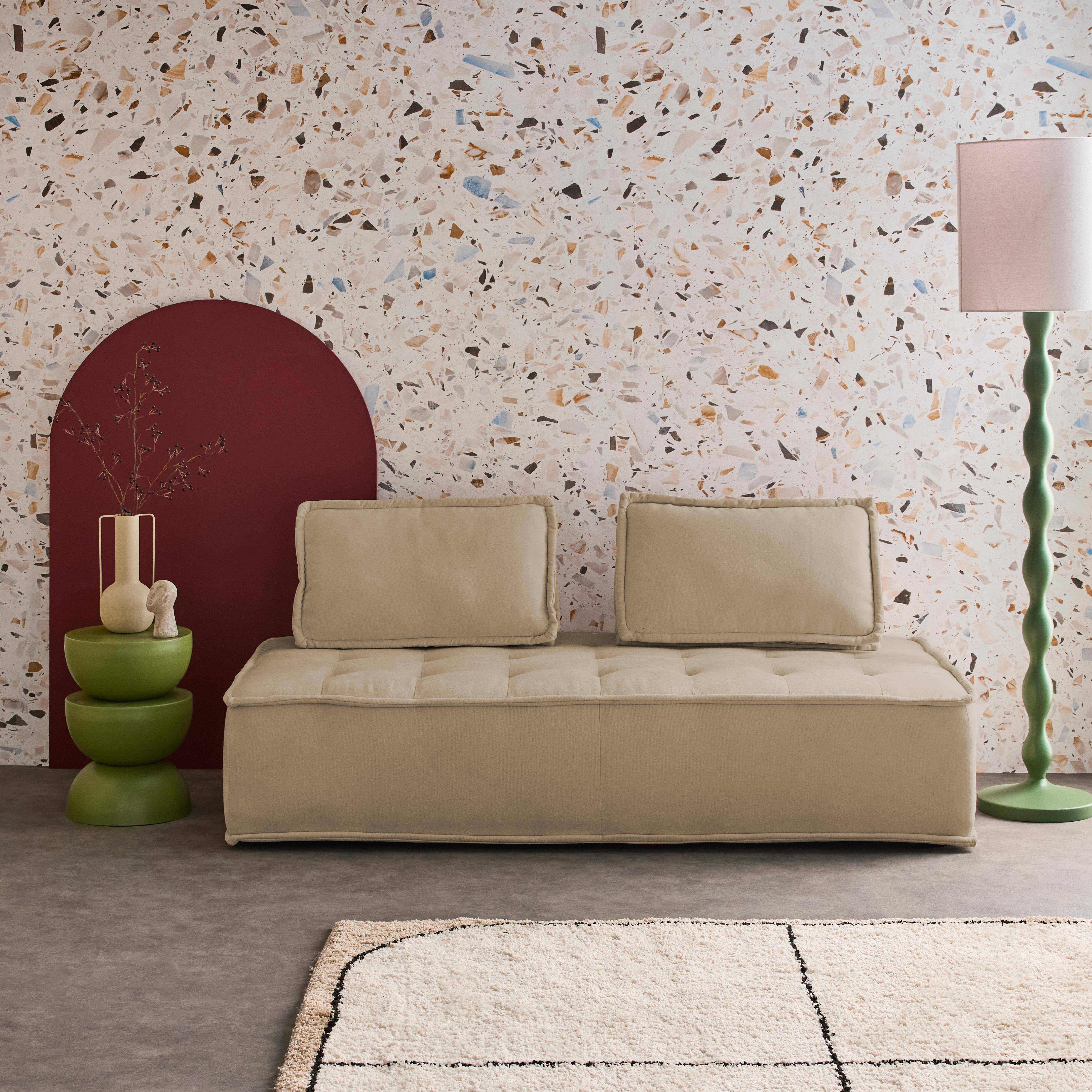 Dao - Sofá modular en tela lisa, 2 plazas