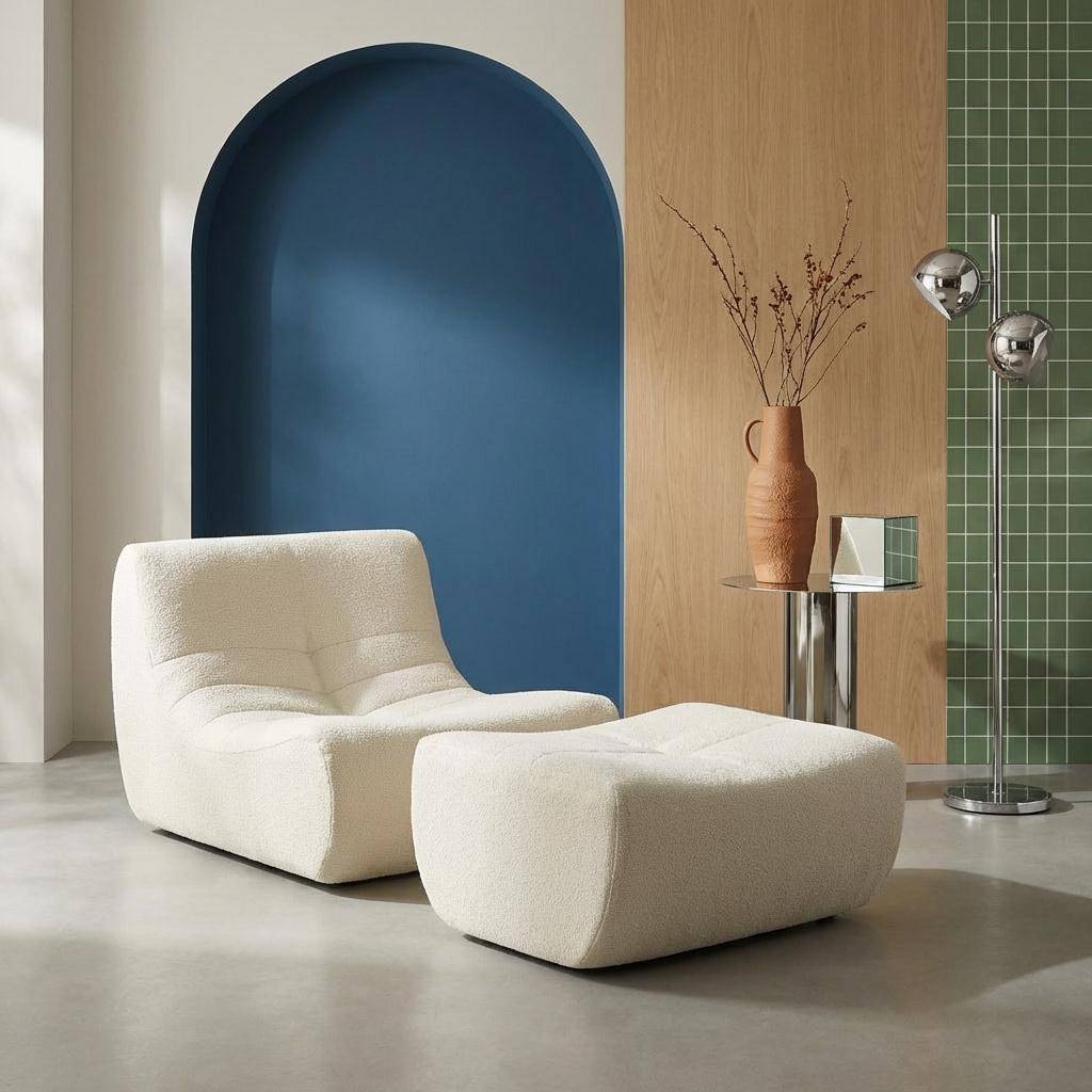 Sokol borreguito - Sillón de borreguito texturizada con reposapiés