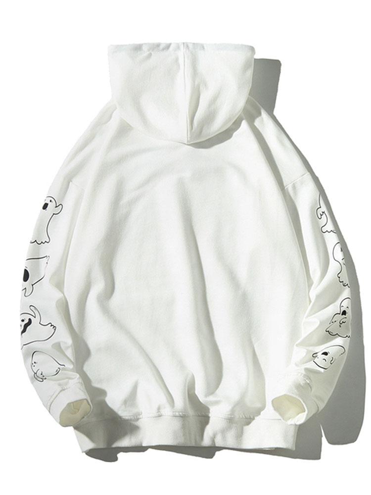 Relax Fit Ghost Print Hoodie