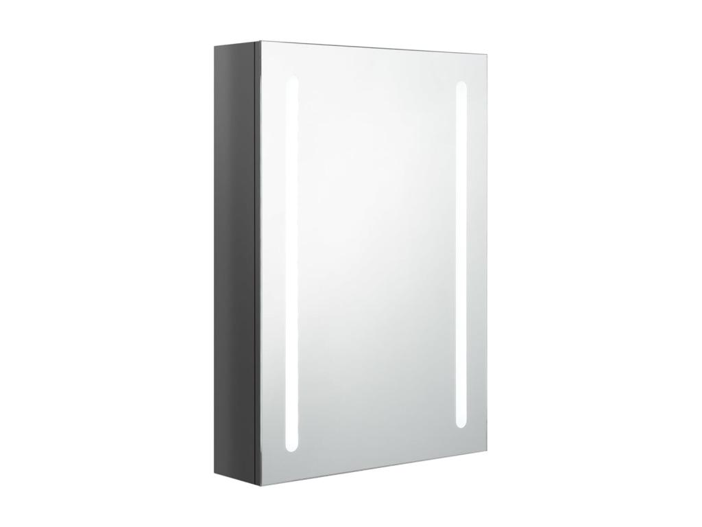 Armario de baño con espejo LED gris brillante 50x13x70 cm