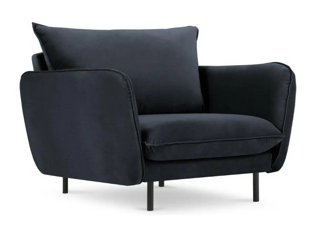 Sillón Quietena de terciopelo azul oscuro - 97x94x95cm