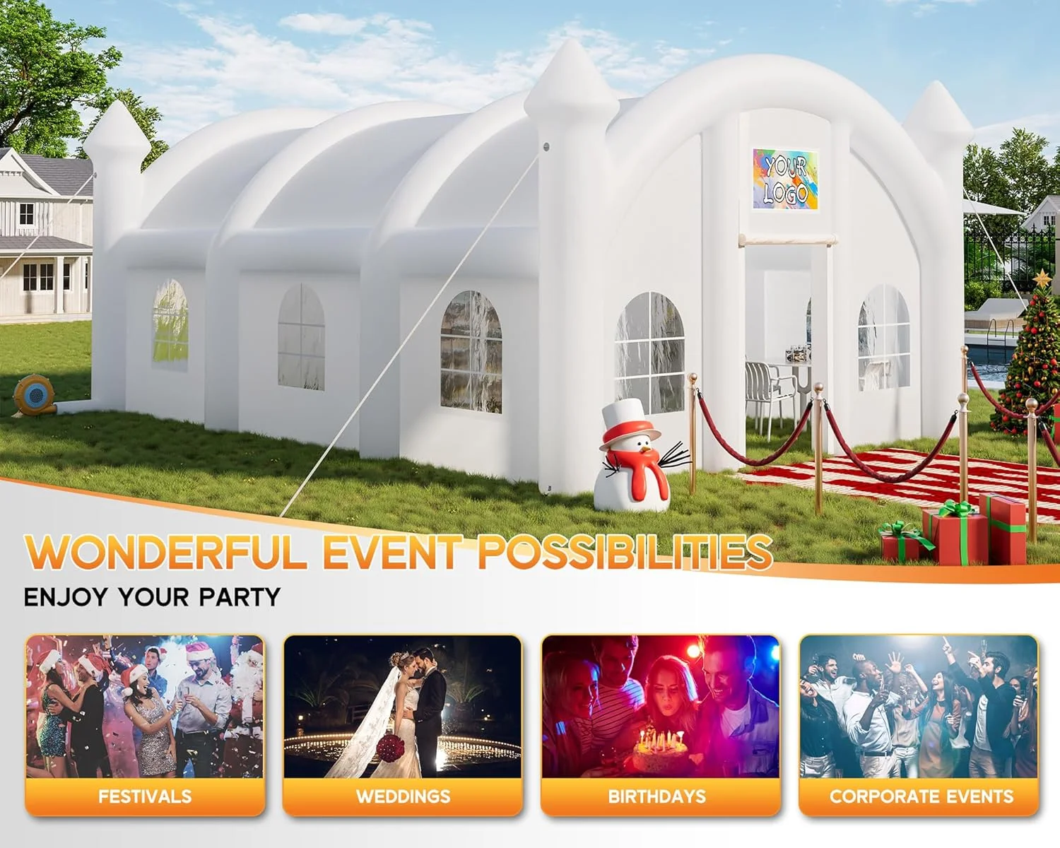 Jocisland 20x16x14 ft Large Black Inflatable Night Club Tent for Adults with 2 Side Doors, Inflatable Nightclub with Logo Area Gazebo Event House - Image 12