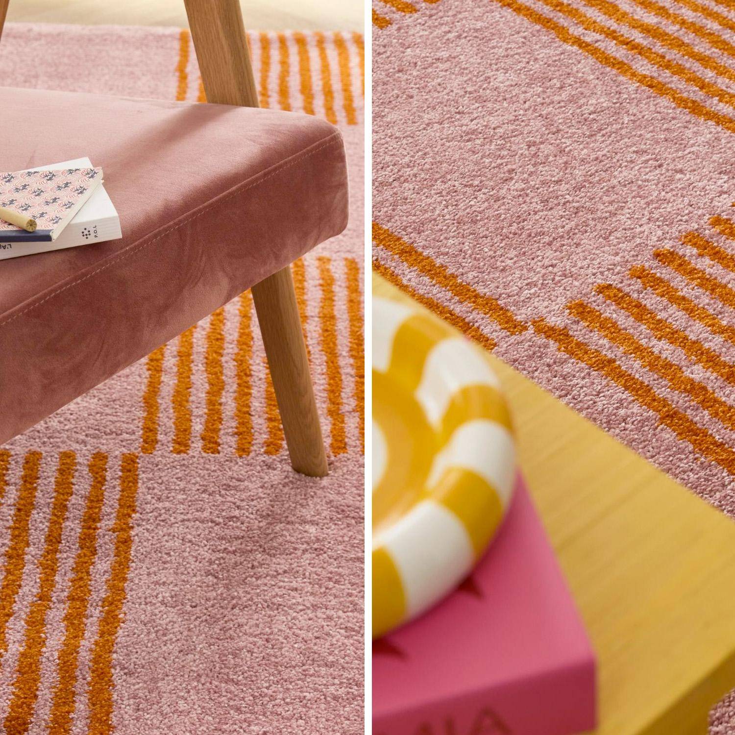 Fergew - Alfombra interior con patrón damero naranja y rosa
