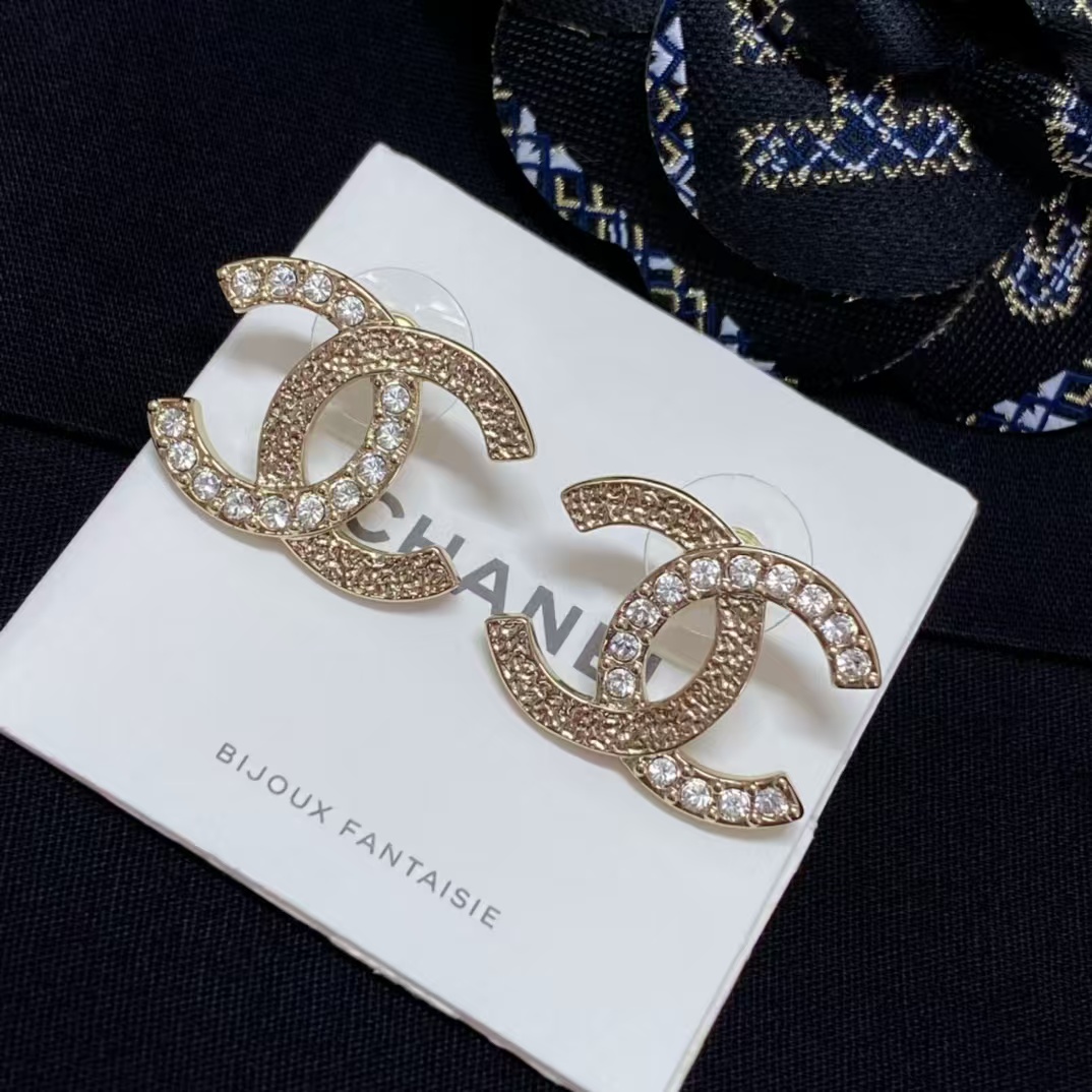 Chanel Single C Paved Diamond Earrings - Original Replica Club