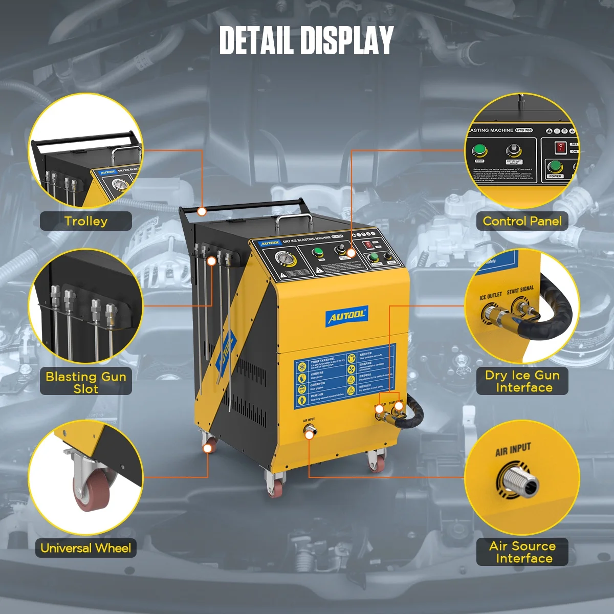 AUTOOL Automotive Dry Ice Cleaning Machine Car Engine Throttle Carbon Deposit Cleaner Exhaust Pipe Pressure Washer 110V/220V Dry Ice Blasting Clean Machine for All Cars, HTS705 - Image 20