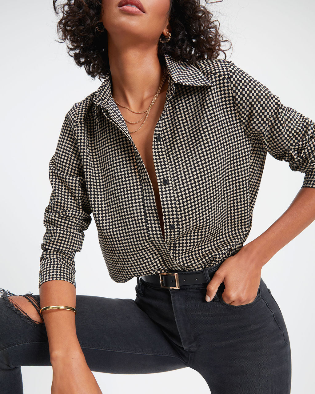 Beyond Your Imagination Printed Button Down Top - Se7enfashion