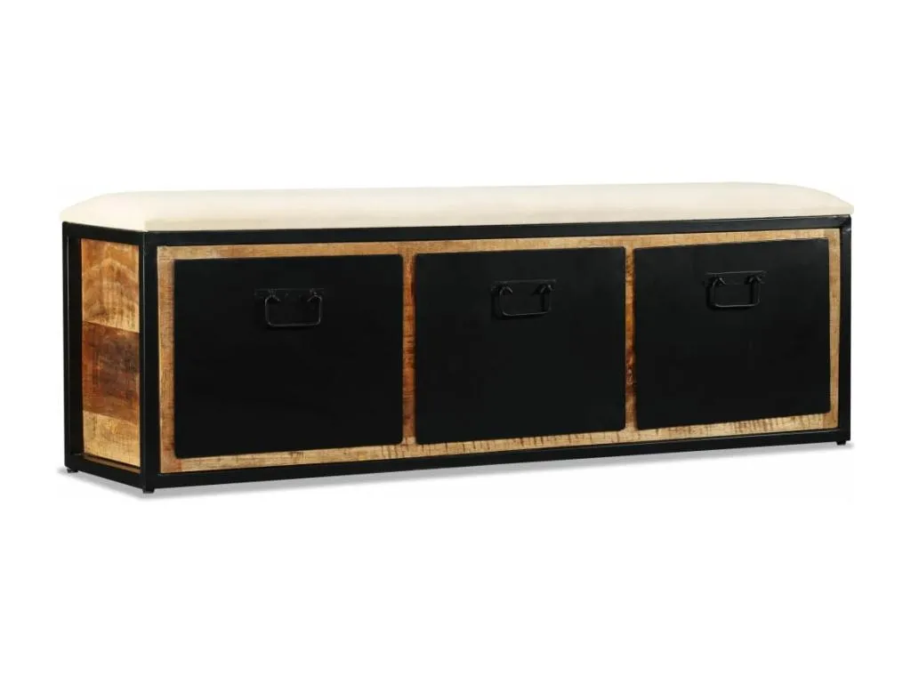 Banco almacenaje 3 cajones madera de mango 120x30x40 cm exk3624818