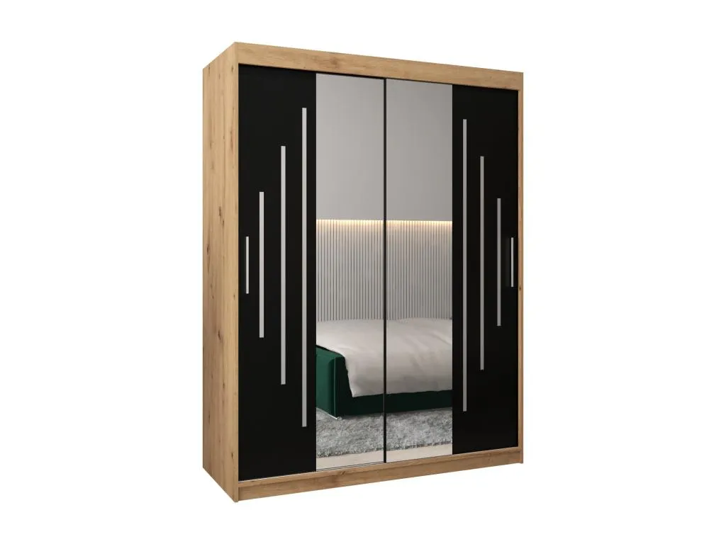 ARMARIO Mueblesclasic 1 DE PUERTAS CORREDERAS 200/150/62 2 puertas (artisan/negro)