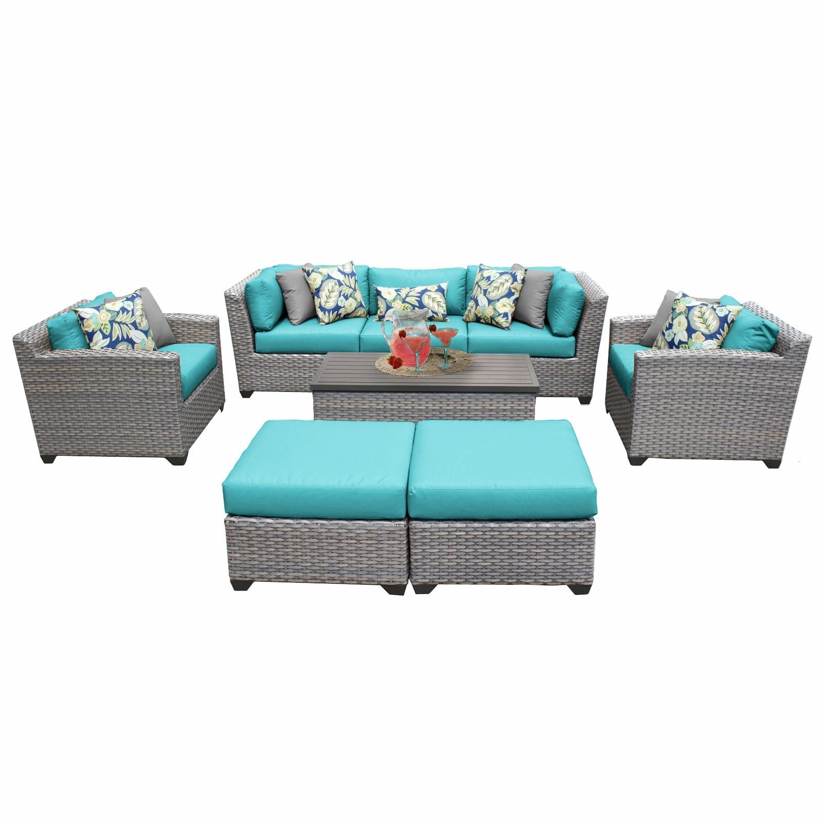 Merlyn Wicker/Rattan 7 - Person Seating Group with Cushions