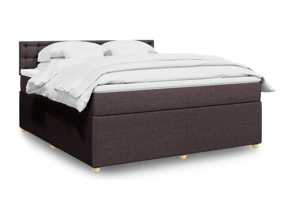 Cama box spring con colchón tela marrón oscuro 180x200 cm ara3519343