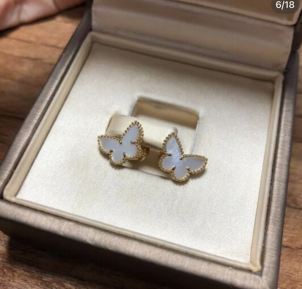 VCA Mini White Butterfly Stud Earrings - Original Replica Club