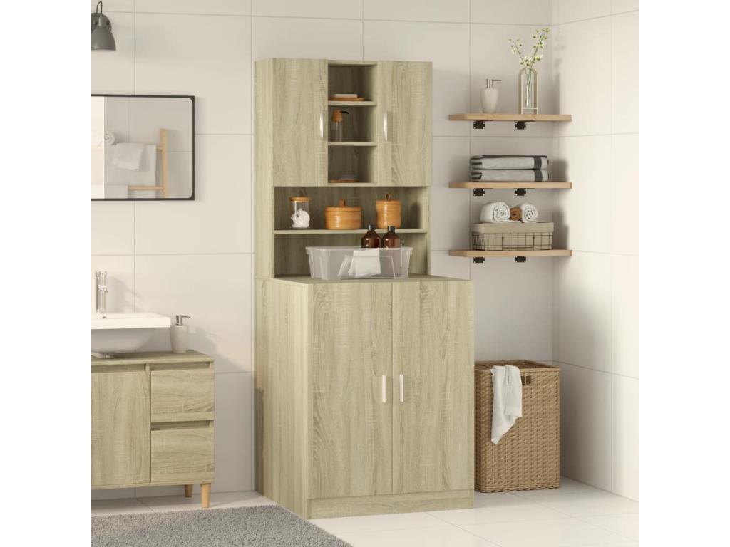 Armarios lavadora 2 piezas madera contrachapada roble Confortzx
