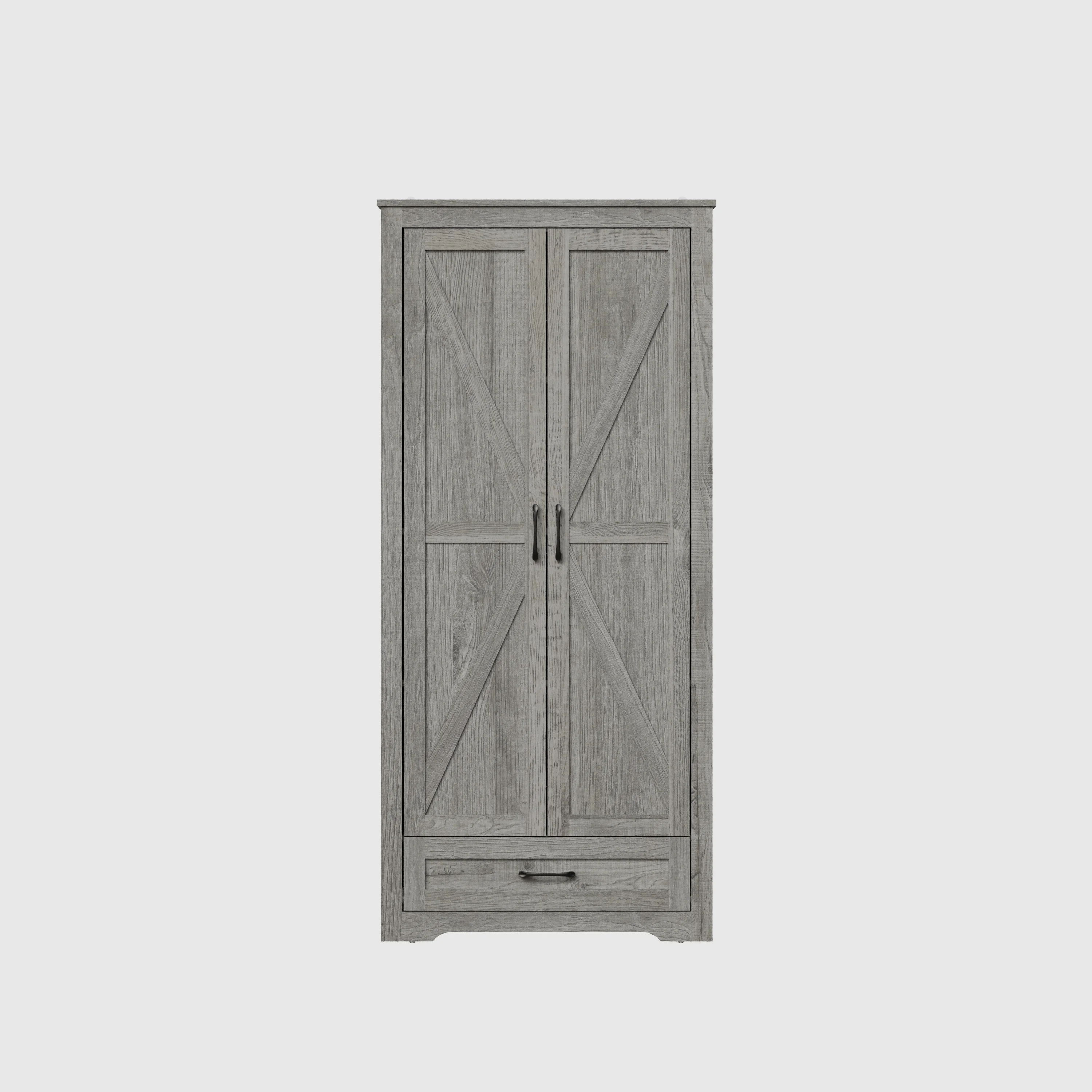 YouTrend 69" Tall Kitchen Pantry,Farmhouse Storage Cabinet with 2 Barn Doors 4 Adjustable Shelves and Large Drawer for Dining Room,Living Room,Bathroom,White