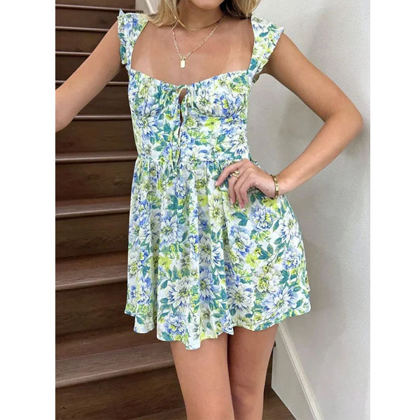 Floral Print Mini Cake Dress