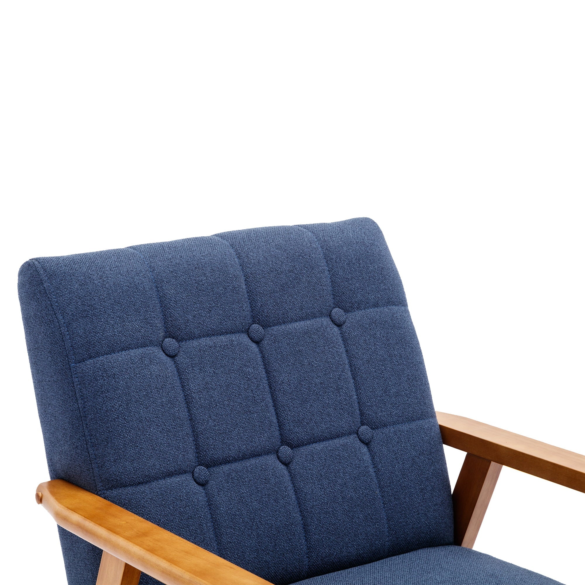 Ufurpie Mid Century Modern Armchair with Wood Frame,Linen Fabric Comfy Reading Chair,Accent Chair for Living Room Bedroom,Navy - Image 16