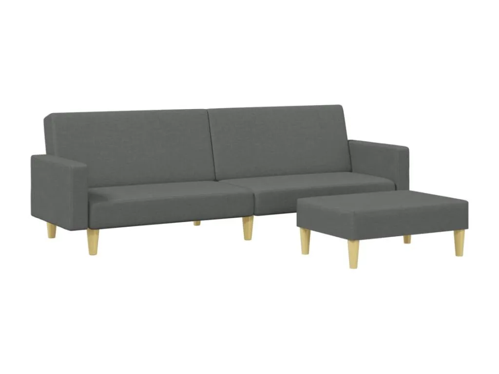 Sofá cama de 2 plazas con taburete tela gris oscuro clzt70127